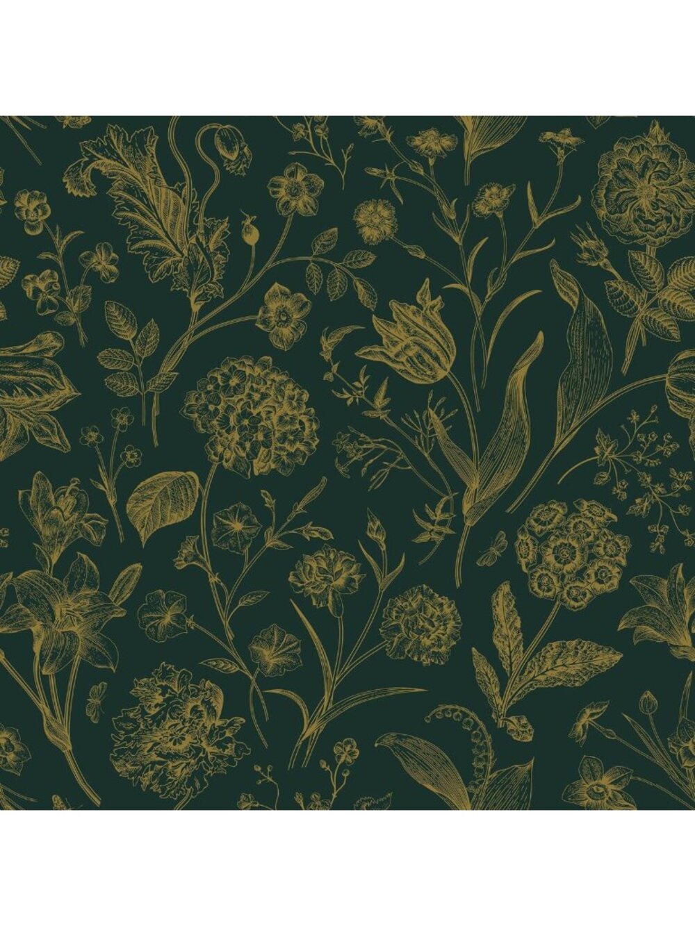 Dark Green Floral Peel and Stick Wallpaper Roll - Removable, 17in x 197in